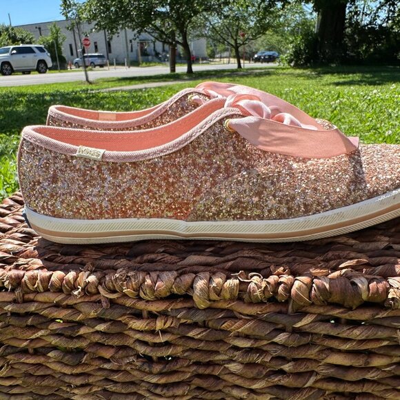 Keds x Kate Spade Rose Gold Sparkly Sneakers Size 7 - Picture 6 of 8